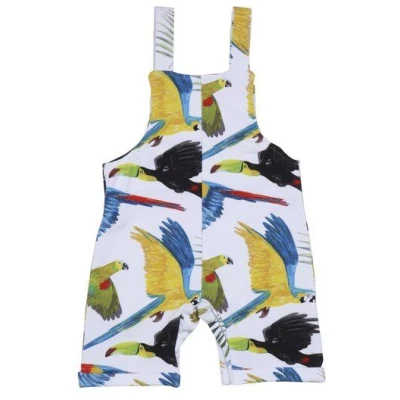 Strampler Blau Bio Baumwolle Walkiddy - "The Birds of Rainforest", Ärmelos, Umweltfreundlich, GOTS-zertifiziert, Nachhaltig, Allergikerfreundlich