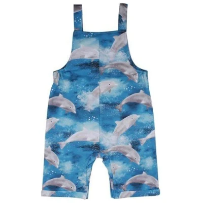 Strampler "Happy Dolphins" Blau - Ärmellos, Bio-Baumwolle, Nachhaltig, Markenname: Walkiddy