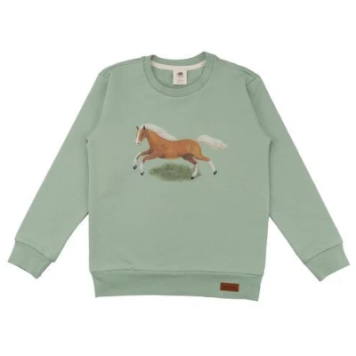 Sweatshirt Baby Bio-Baumwolle Grün Pferde Walkiddy - Nachhaltig, Umweltfreundlich, GOTS-zertifiziert, Elastisch, Allergikerfreundlich. Maximaler Komfort und Stil.