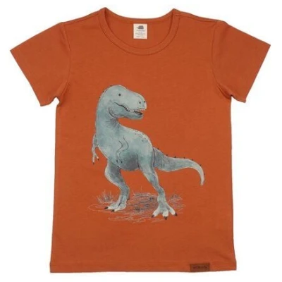 T-Shirt Baby Braun Bio-Baumwolle - Walkiddy Dinosaurland, nachhaltig & umweltfreundlich, 95% Baumwolle, 5% Elasthan, GOTS-zertifiziert.