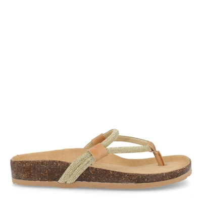 Vegane Zehenriemensandale Antea Beige/Gold, Farbe: Beige, Schuhgröße: 36