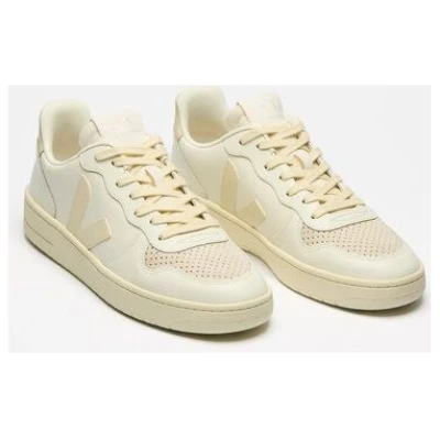 Veja Damen-Sneaker V-10 Prime Leather Pure Calcaire