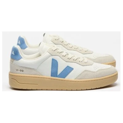 Veja Damen-Sneaker V-90 OT Leather Extra White Aqua Natural