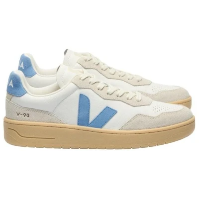 Veja Damen-Sneaker V-90 OT Leather Extra White Aqua Natural