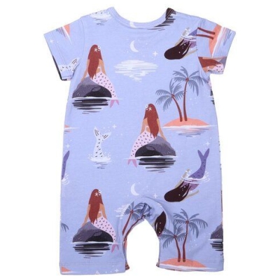 Walkiddy Mermaids-Lila Kurzarm-Strampler: Nachhaltiger, Allergikerfreundlicher Kindermode-Trendsetter - GOTS zertifiziert