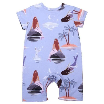 Walkiddy Mermaids-Lila Kurzarm-Strampler: Nachhaltiger, Allergikerfreundlicher Kindermode-Trendsetter - GOTS zertifiziert