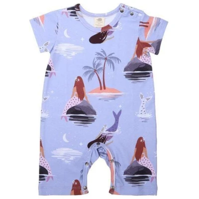 Walkiddy Mermaids-Lila Kurzarm-Strampler: Nachhaltiger, Allergikerfreundlicher Kindermode-Trendsetter - GOTS zertifiziert
