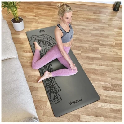 Yosana Yogamatte Ultra Grip inkl. Baumwolltragegurt (Elefant Grau)
