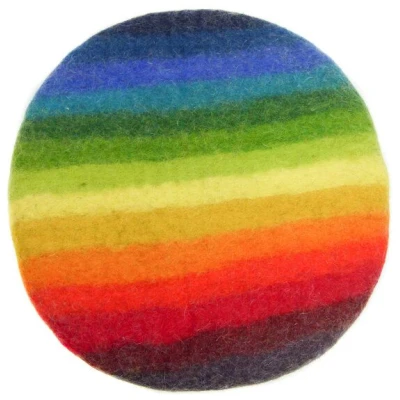 feelz Sitzkissen aus Wolle gefilzt, rund 35cm, regenbogen