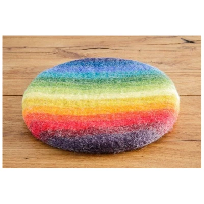 feelz Sitzkissen aus Wolle gefilzt, rund 35cm, regenbogen