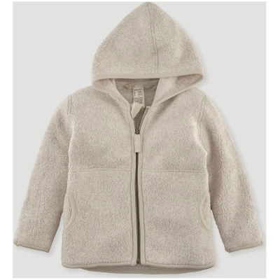 hessnatur Baby Fleece Jacke Regular aus Bio-Baumwolle - beige - Größe 62/68