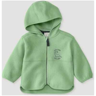 hessnatur Baby Fleece Jacke Regular aus Bio-Baumwolle - grün - Größe 74/80