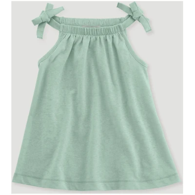 hessnatur Baby Kleid Regular aus Bio-Baumwolle mit Leinen - grün - Größe 62/68