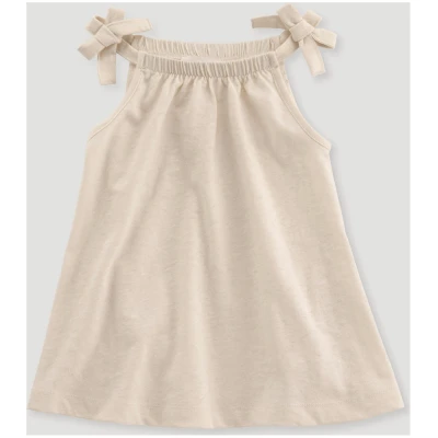 hessnatur Baby Kleid Regular aus Bio-Baumwolle mit Leinen - natur - Größe 62/68