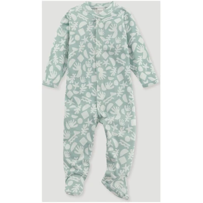 hessnatur Baby Schlafoverall Relaxed aus Bio-Baumwolle - grün - Größe 62/68