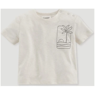 hessnatur Baby T-Shirt Regular aus Bio-Baumwolle mit Leinen - natur - Größe 62/68