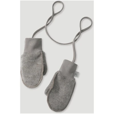 hessnatur Baby Wollfleece Fäustlinge aus Bio-Merinowolle - grau - Größe 62/68