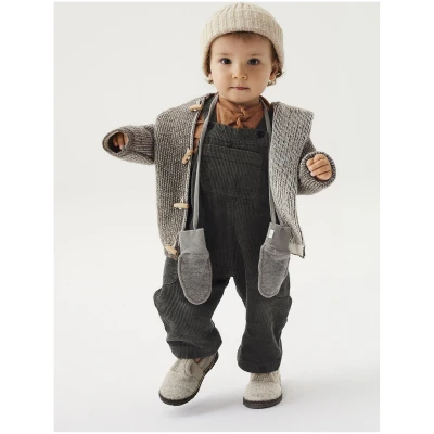 hessnatur Baby Wollfleece Fäustlinge aus Bio-Merinowolle - grau - Größe 62/68