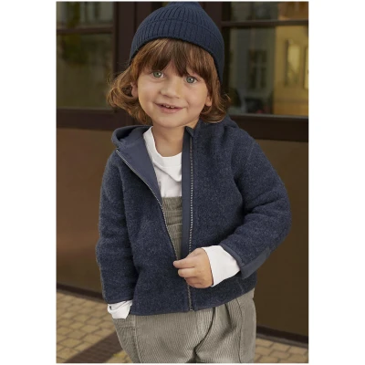hessnatur Baby Wollfleece Jacke Regular aus Bio-Merinowolle - blau - Größe 74/80