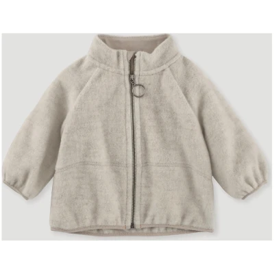 hessnatur Baby Wollfleece Jacke Regular aus Bio-Merinowolle mit Bio-Baumwolle - beige - Größe 86/92
