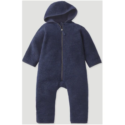 hessnatur Baby Wollfleece Overall Regular aus Bio-Merinowolle - blau - Größe 62/68