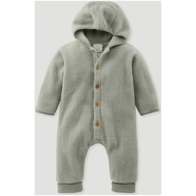 hessnatur Baby Wollfleece Overall Regular aus Bio-Merinowolle mit Bio-Baumwolle - grün - Größe 98/104