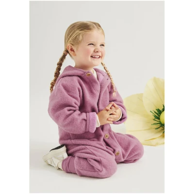 hessnatur Baby Wollfleece Overall Regular aus Bio-Merinowolle mit Bio-Baumwolle - rosa - Größe 98/104