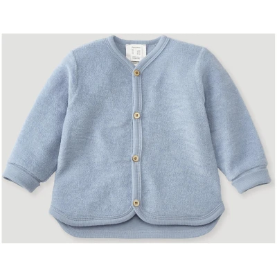 hessnatur Baby Wollfrottee Jacke Regular aus Bio-Merinowolle - blau - Größe 62/68