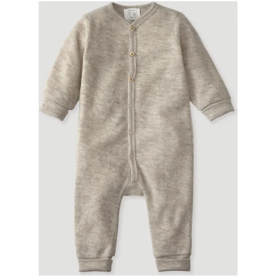 hessnatur Baby Wollfrottee Overall Regular aus Bio-Merinowolle - beige - Größe 74/80
