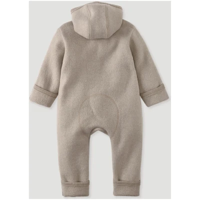 hessnatur Baby Wollwalk Overall Regular aus Bio-Merinowolle - beige - Größe 50/56