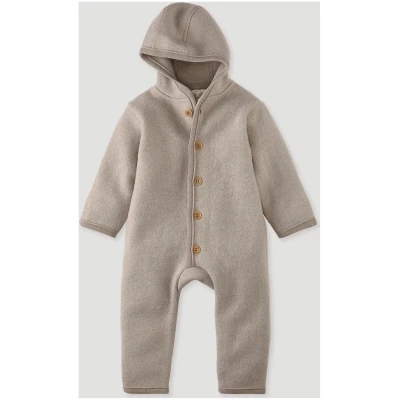 hessnatur Baby Wollwalk Overall Regular aus Bio-Merinowolle - beige - Größe 50/56