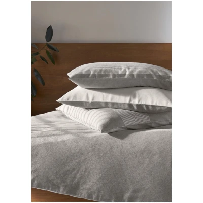 hessnatur Biber Wendebettwäsche-Set aus Bio-Baumwolle - grau - Größe 135x200 / 40x80 cm