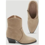 hessnatur Damen Ankle Boots Western aus chromfrei gegerbtem Nubuk-Leder - braun - Größe 36