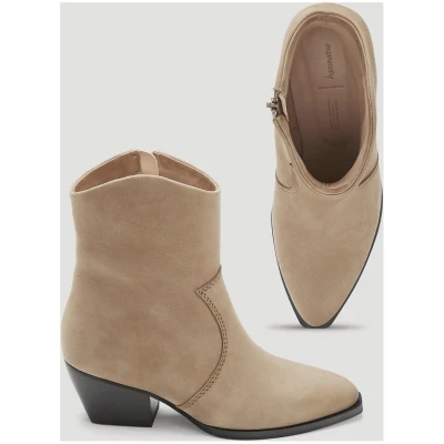 hessnatur Damen Ankle Boots Western aus chromfrei gegerbtem Nubuk-Leder - braun - Größe 36