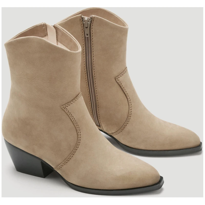 hessnatur Damen Ankle Boots Western aus chromfrei gegerbtem Nubuk-Leder - braun - Größe 36
