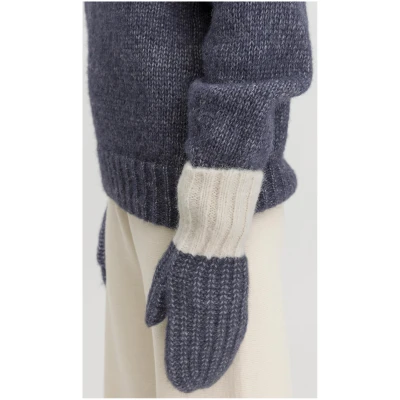 hessnatur Damen Fäustlinge aus Alpaka mit Pima-Bio-Baumwolle - blau - Größe 1size