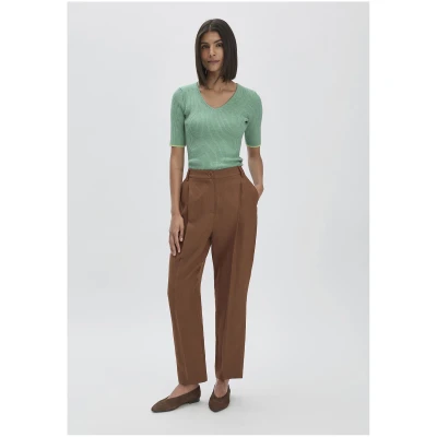 hessnatur Damen Hose Straight Leg Relaxed aus Leinen - braun - Größe 34