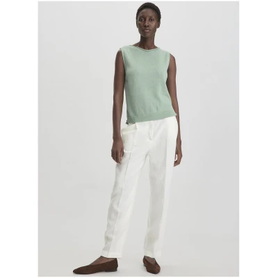hessnatur Damen Hose Straight Leg Relaxed aus Leinen - weiß - Größe 34