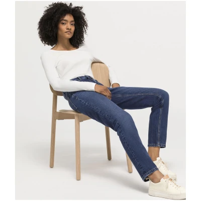 hessnatur Damen Jeans HANNA High Rise Mom aus Bio-Denim - blau - Größe 25/30
