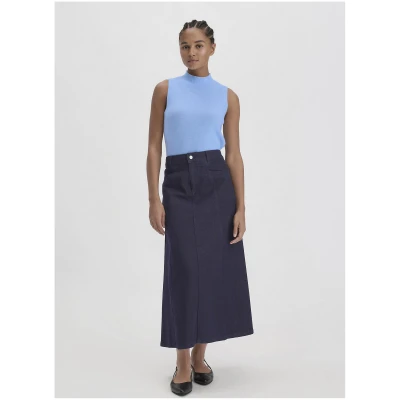 hessnatur Damen Jeans Rock Maxi Relaxed BETTER RECYCLING aus Bio-Denim - blau - Größe 34