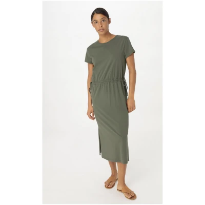 hessnatur Damen Jersey Kleid Midi Regular aus Bio-Baumwolle - grün - Größe 36