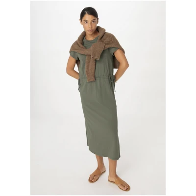 hessnatur Damen Jersey Kleid Midi Regular aus Bio-Baumwolle - grün - Größe 36