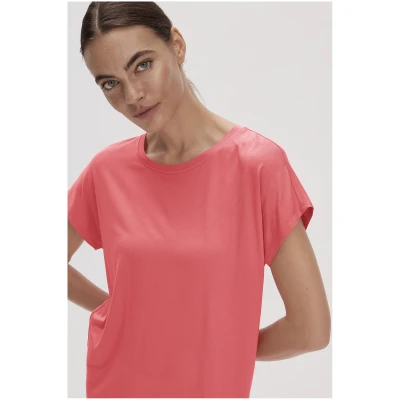 hessnatur Damen Kurzarm Schlafshirt Relaxed PURE FLOW aus TENCEL™ Modal - rot - Größe 34