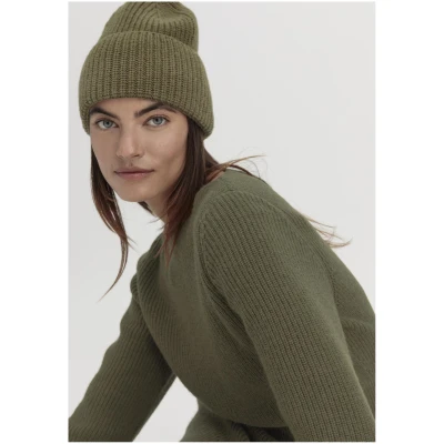 hessnatur Damen Mütze aus Bio-Merinowolle mit Bio-Baumwolle - grün - Größe One Size