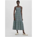 hessnatur Damen Print Jersey Kleid Midi Relaxed aus Bio-Baumwolle - grün - Größe 34