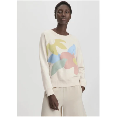 hessnatur Damen Print Sweatshirt Oversize aus Bio-Baumwolle - natur - Größe L