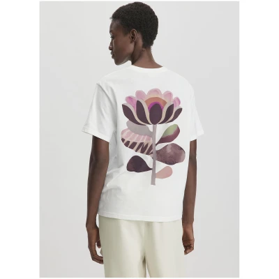 hessnatur Damen Print T-Shirt Oversize aus Bio-Baumwolle - weiß - Größe 34