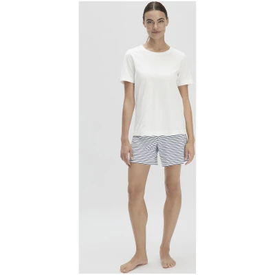 hessnatur Damen Pyjama Relaxed PURE COTTON aus Bio-Baumwolle - weiß - Größe 34