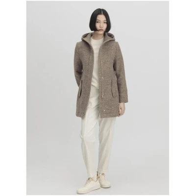 hessnatur Damen Rhön Mantel Regular aus regionaler Schurwolle - beige - Größe 40