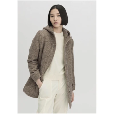 hessnatur Damen Rhön Mantel Regular aus regionaler Schurwolle - beige - Größe 40